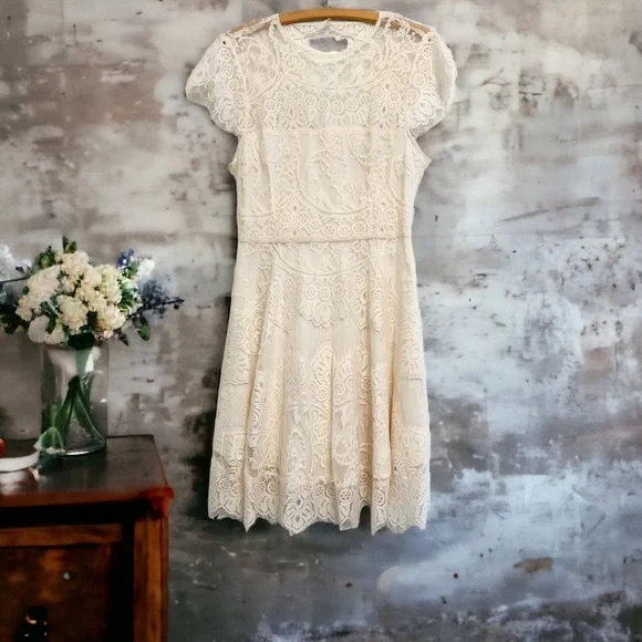 BB Dakota Dresses Bb Dakota Rhianna Open Back Lace Fit Flare